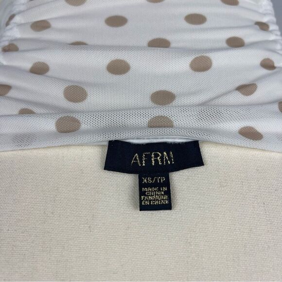 AFRM Women's Sleeveless Ruched Tank Top White Polka Dot Size XS - Picture 4 of 4